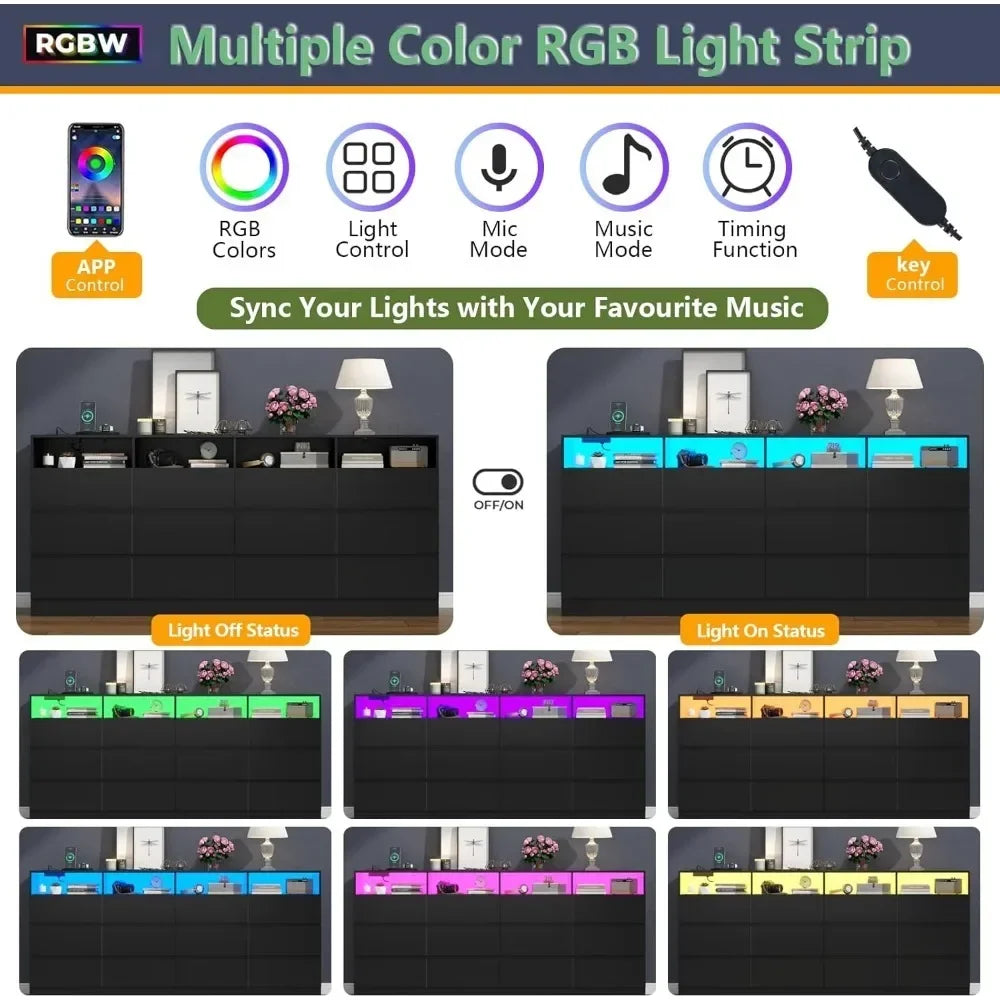 12 Drawer Dresser with LEDs
