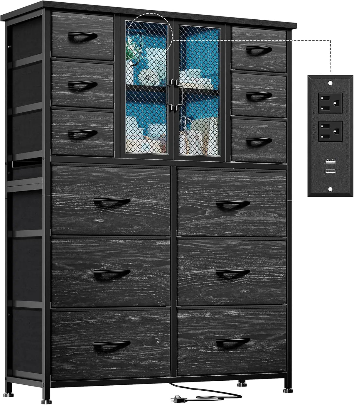 Tall Dresser with Charging Station - The Decor Authority