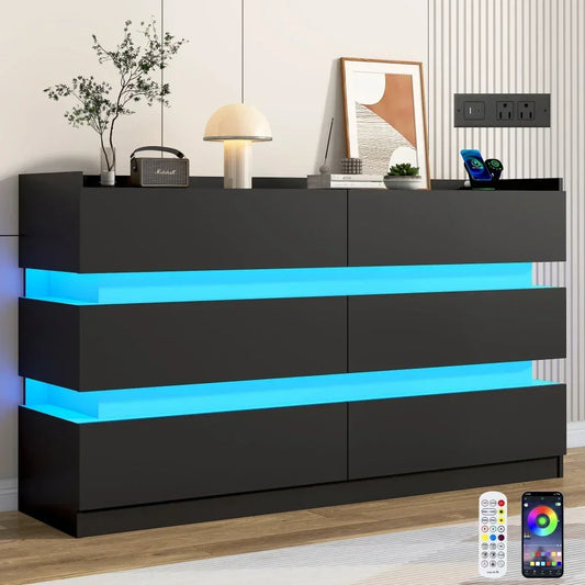 6 Drawer Dresser with LED Lights