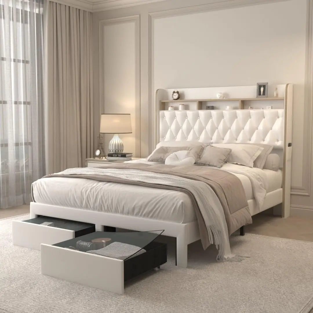 Queen LED Bed Frame with Star Projector