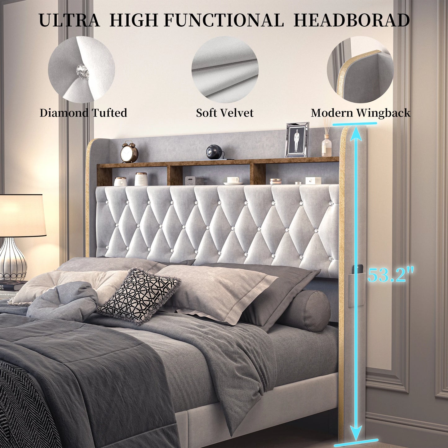 Queen LED Bed Frame with Star Projector