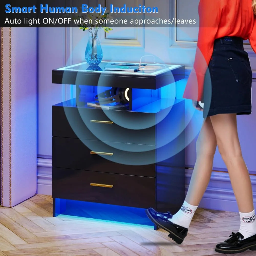 Set of 2 LED Nightstands