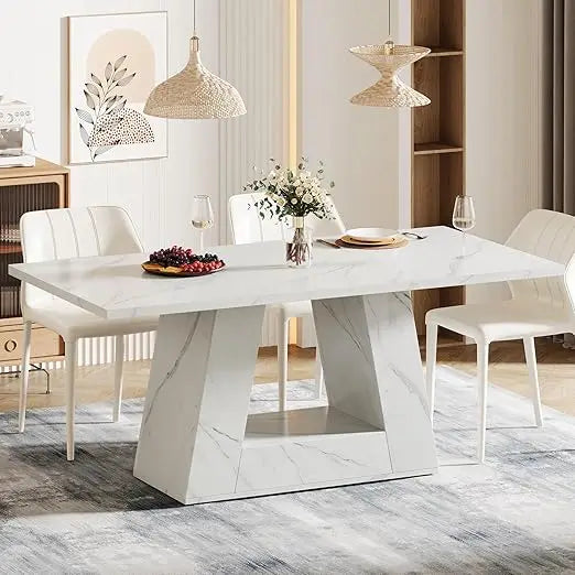 Modern Faux Marble Dining Table - The Decor Authority