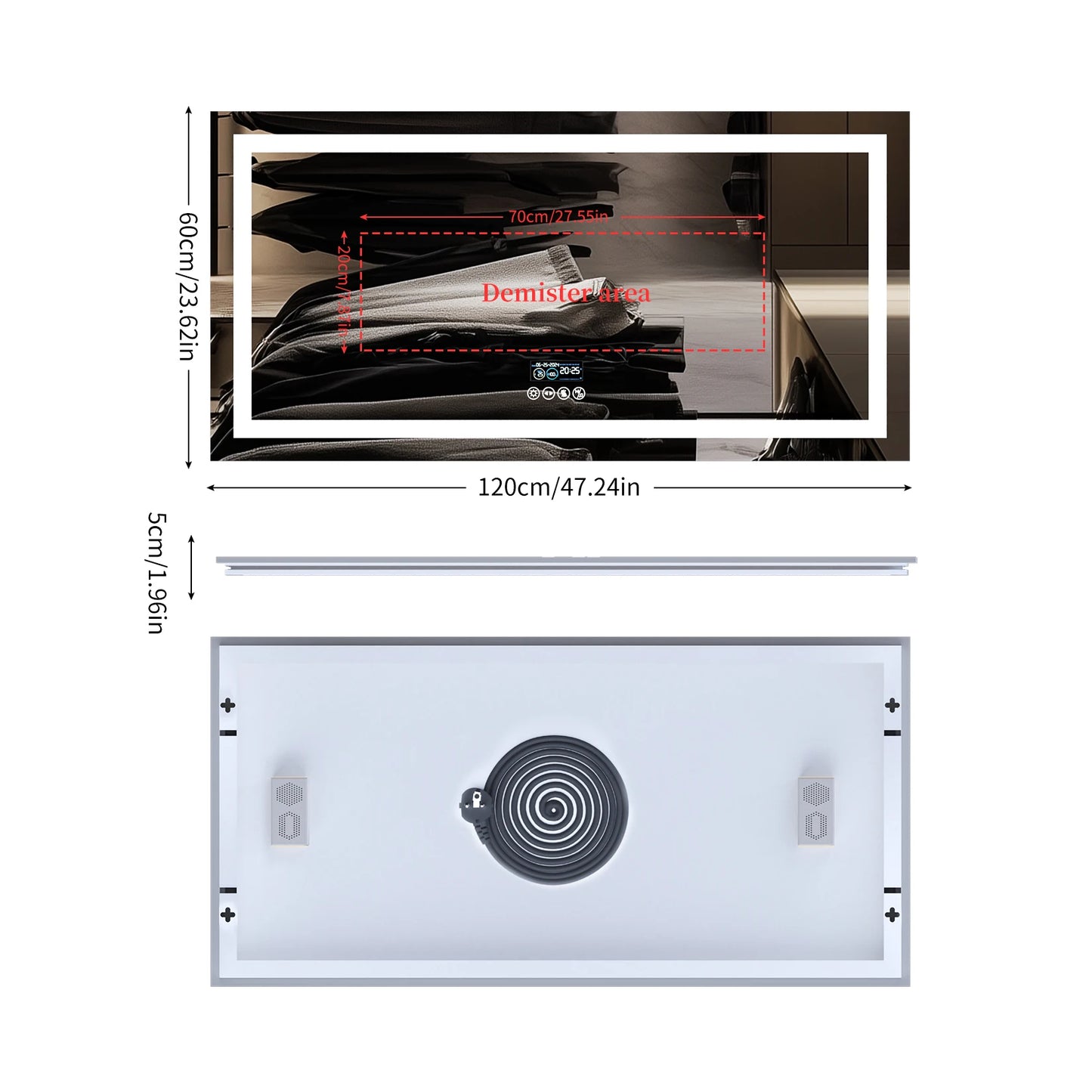 Large LED Backlight Bedroom/Bathroom Mirror