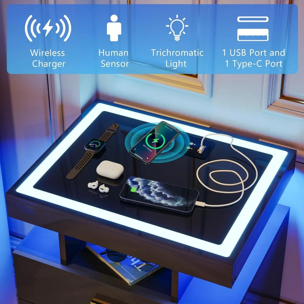 Set of 2 LED Nightstands
