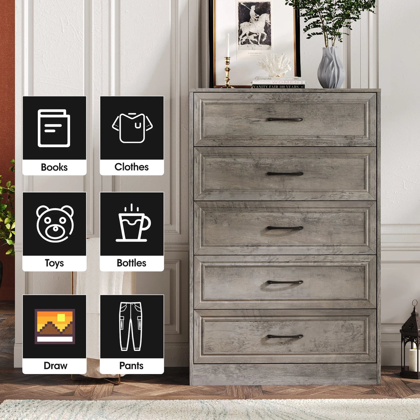 Farmhouse Wooden Bedroom Dresser