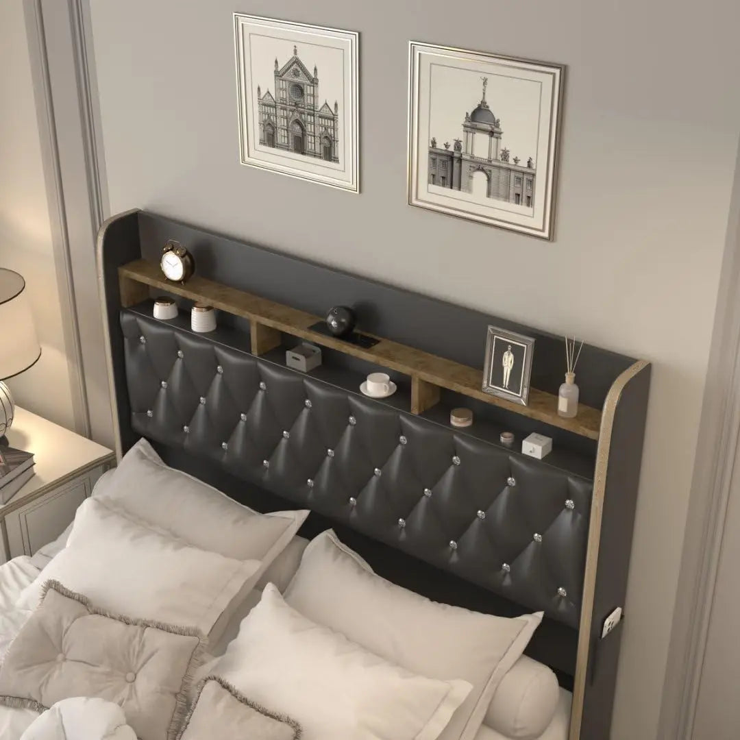 Queen LED Bed Frame with Star Projector