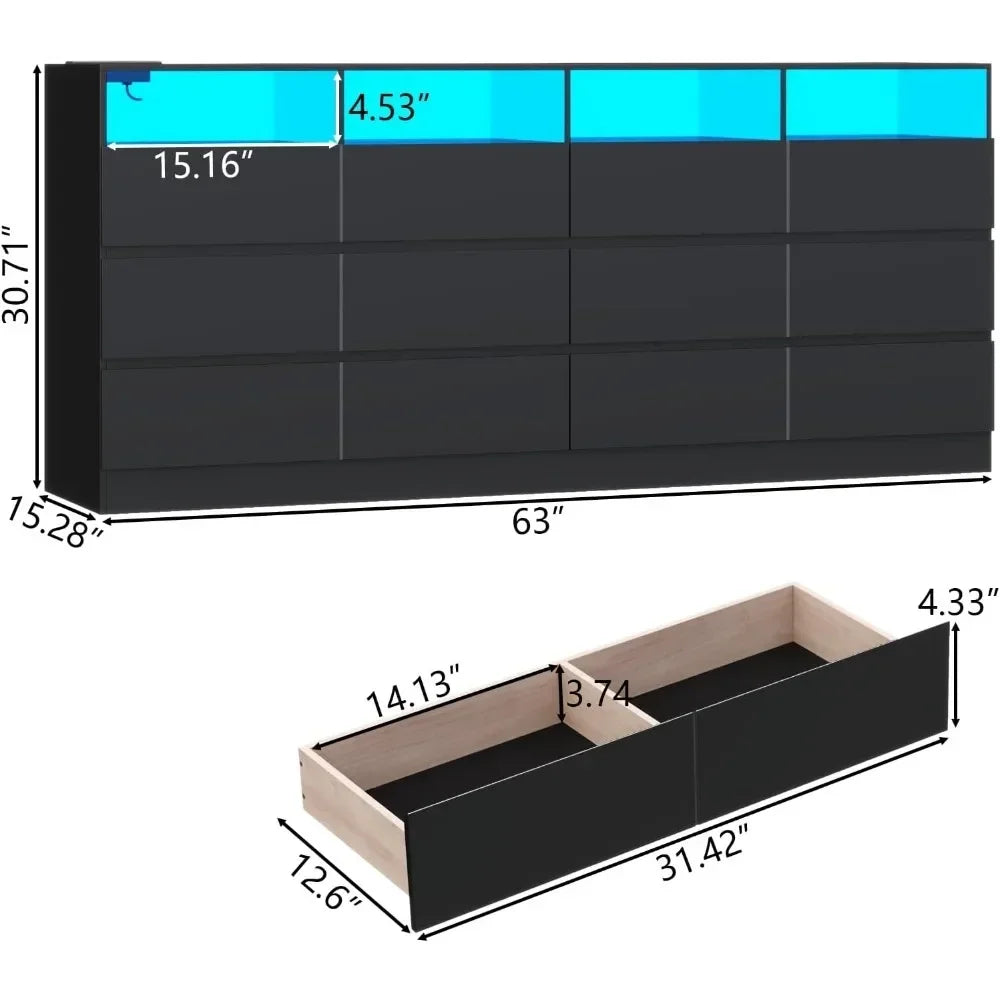 12 Drawer Dresser with LEDs