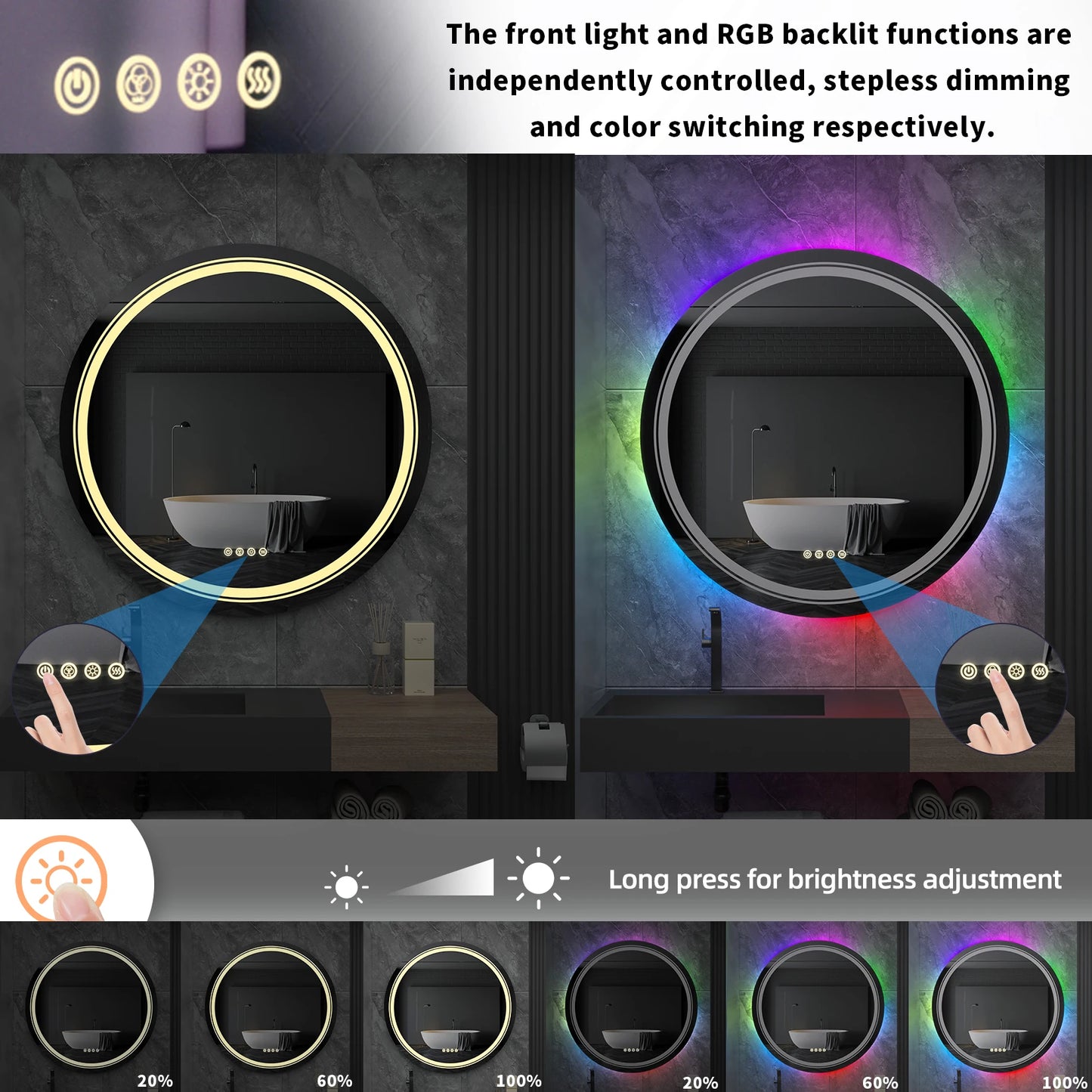 Large Round LED Bathroom Mirror