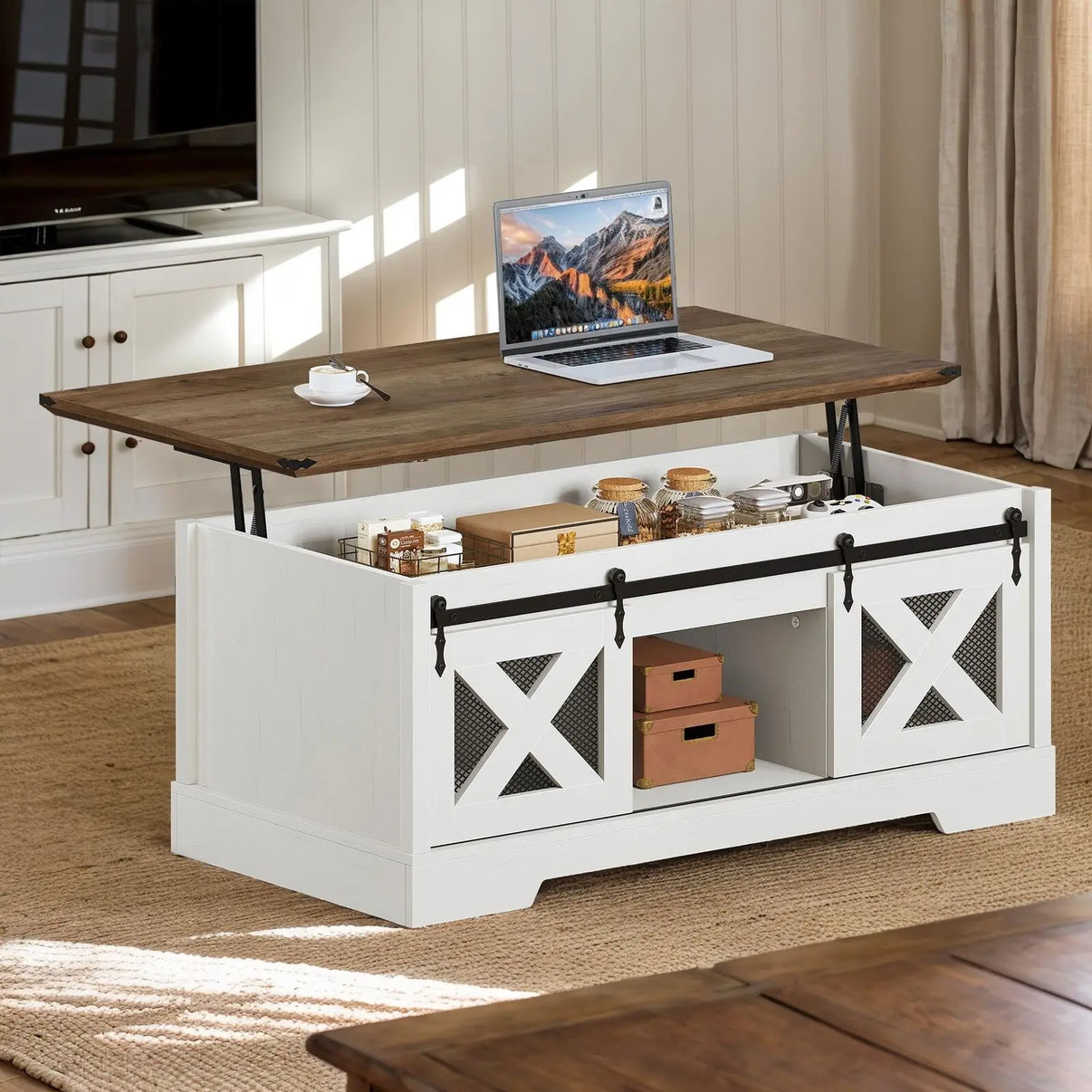 Farmhouse Coffee Table with Lift Top - The Decor Authority