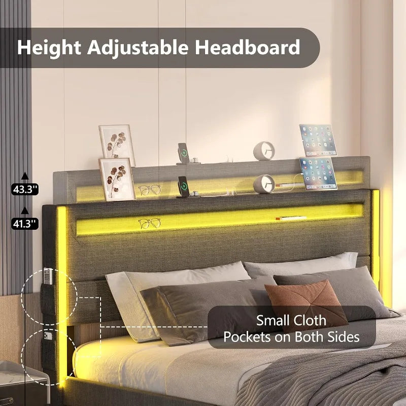 King Size Bed Frame with LEDs