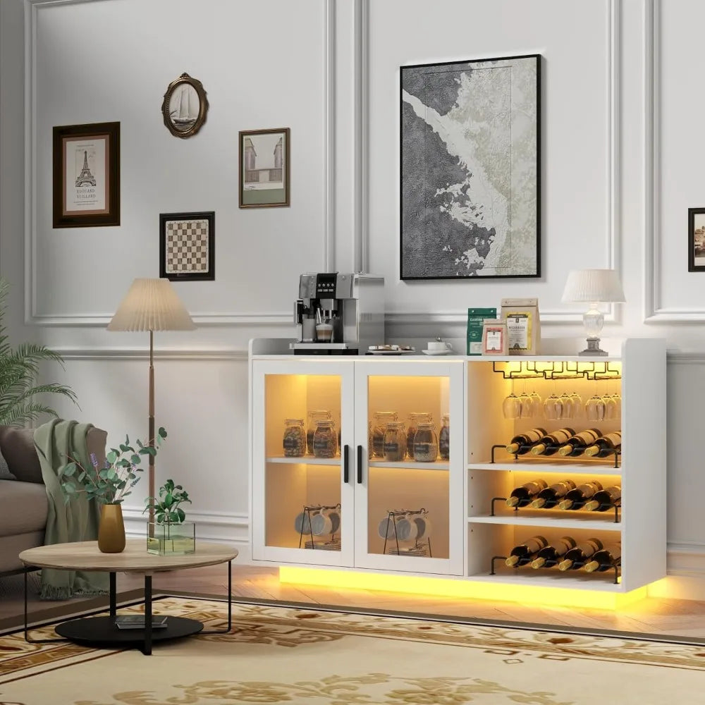 Wine Bar Cabinet with LED Lights