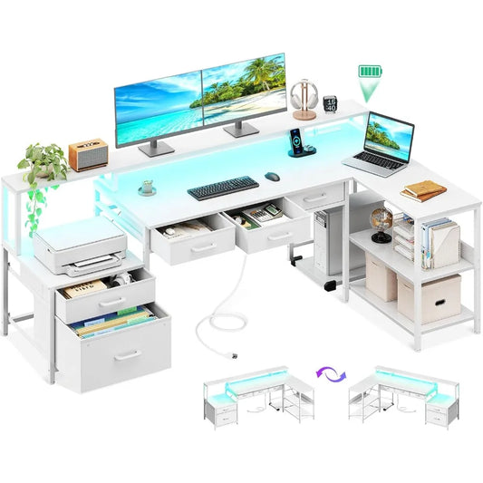 Reversible L-shaped Office and Gaming Desk