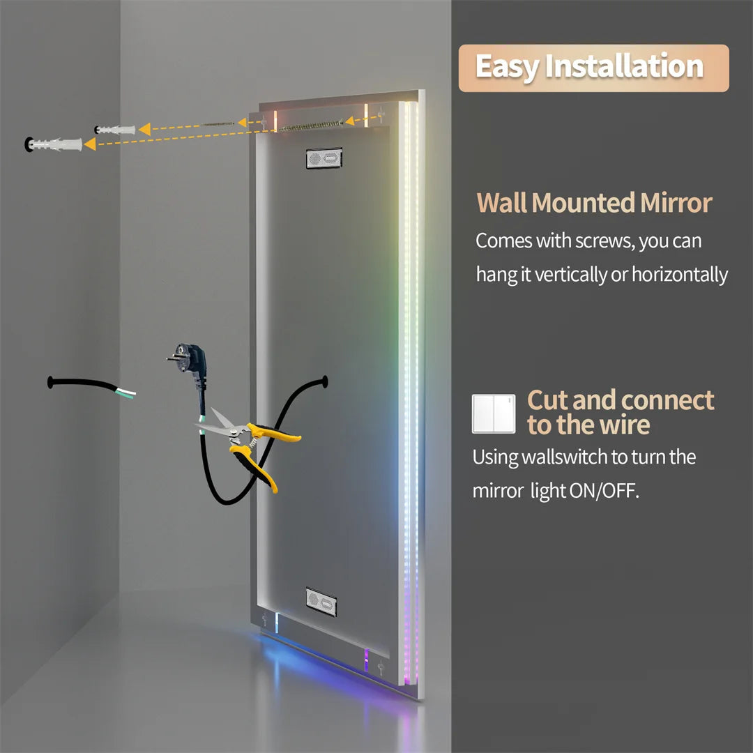Large LED Backlight Bedroom/Bathroom Mirror