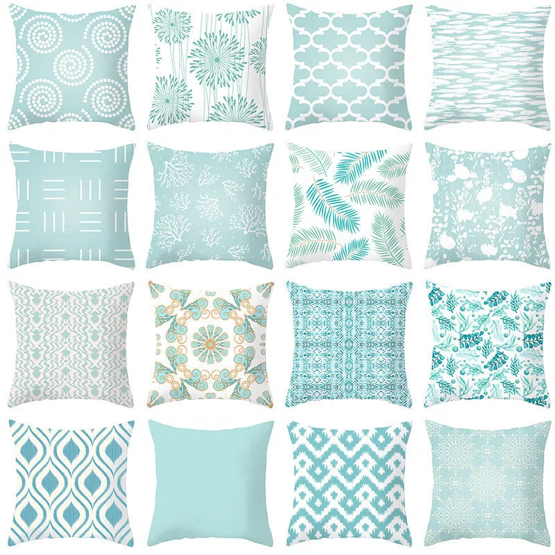 Designer Teal Green Pillow Sham with Chic Print Accent