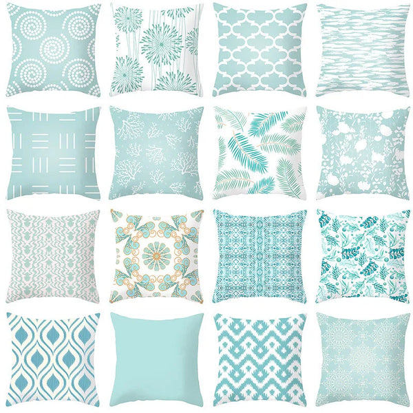 Designer Teal Green Pillow Sham with Chic Print Accent