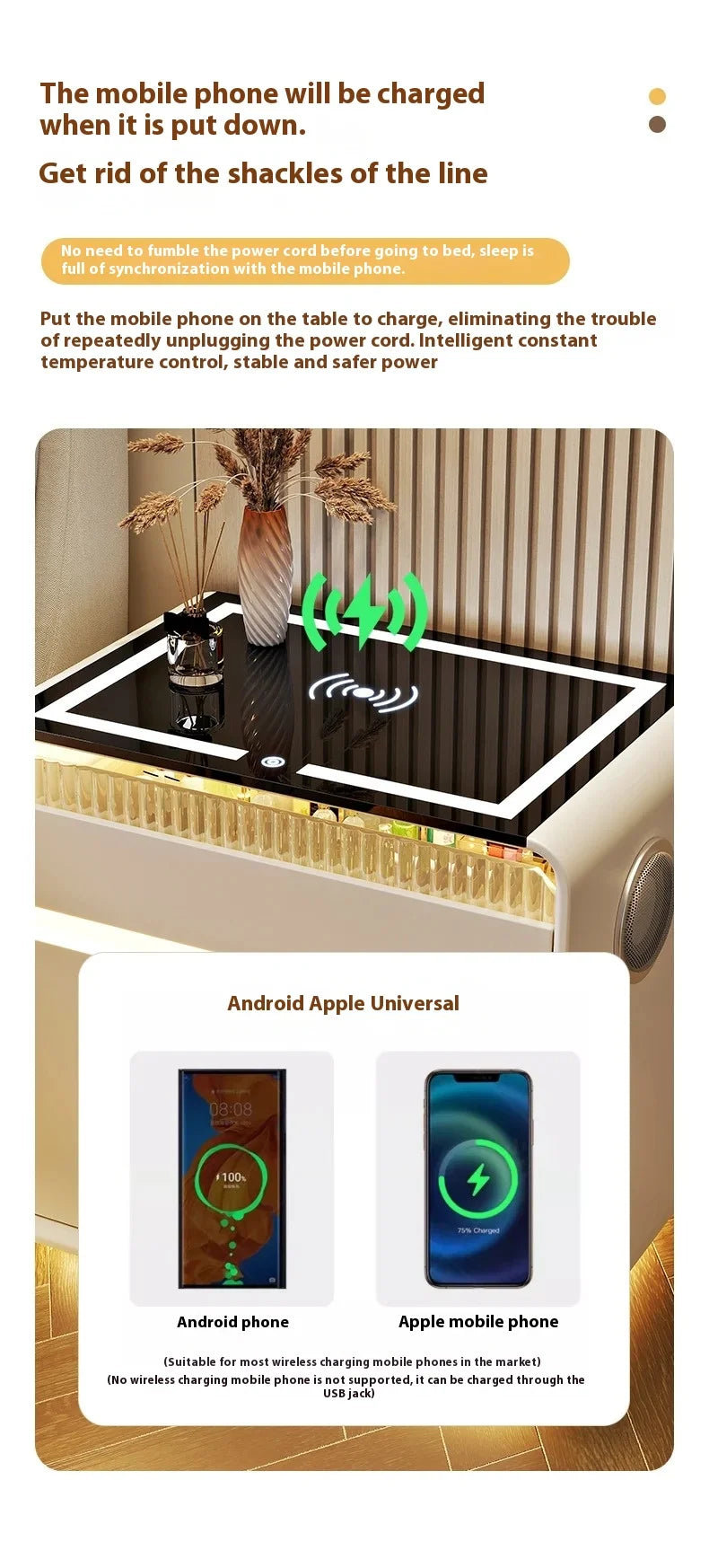 Bedside Table with Intelligent Sensor Light