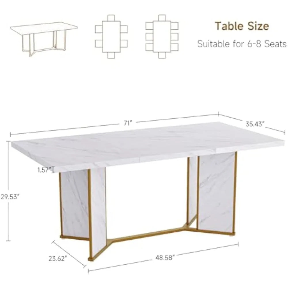 Rectangular Gold Metal Frame Dining Table