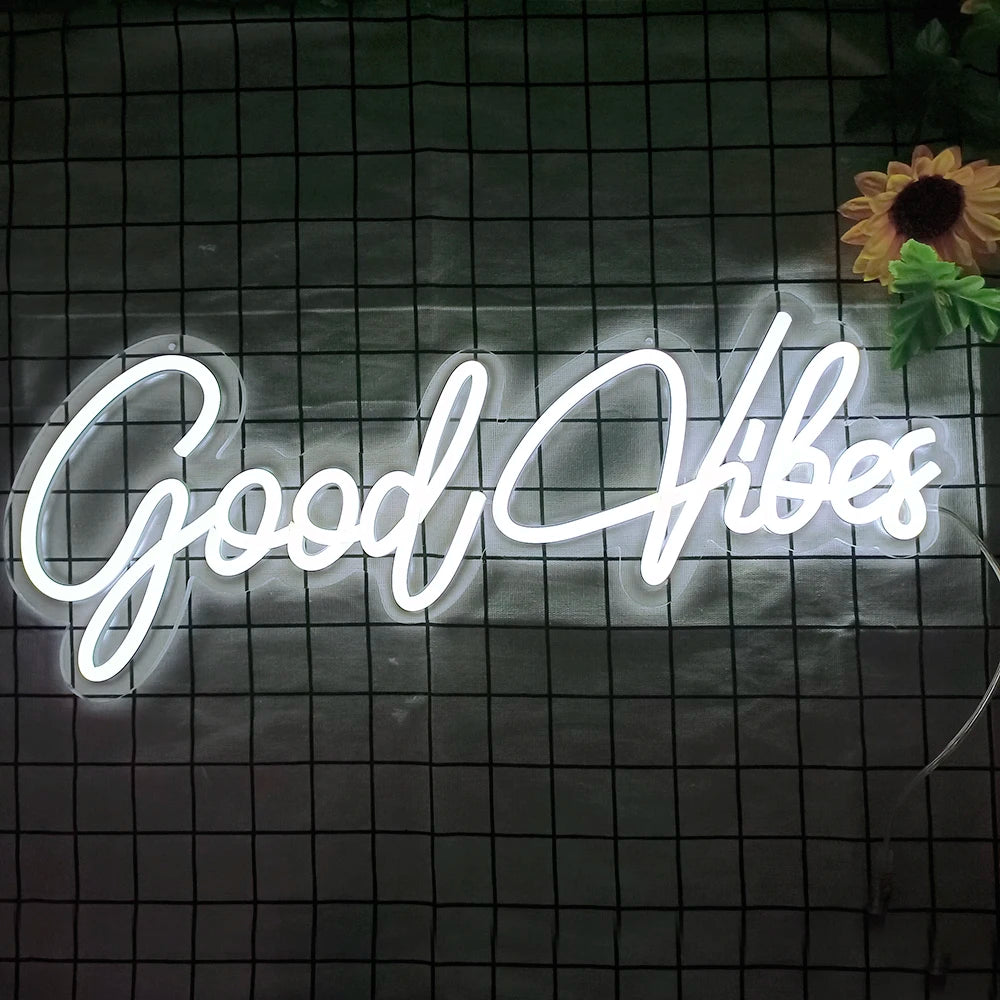 Neon Good Vibes Sign - Brighten Your Space with Positive Energy - The Decor Authority