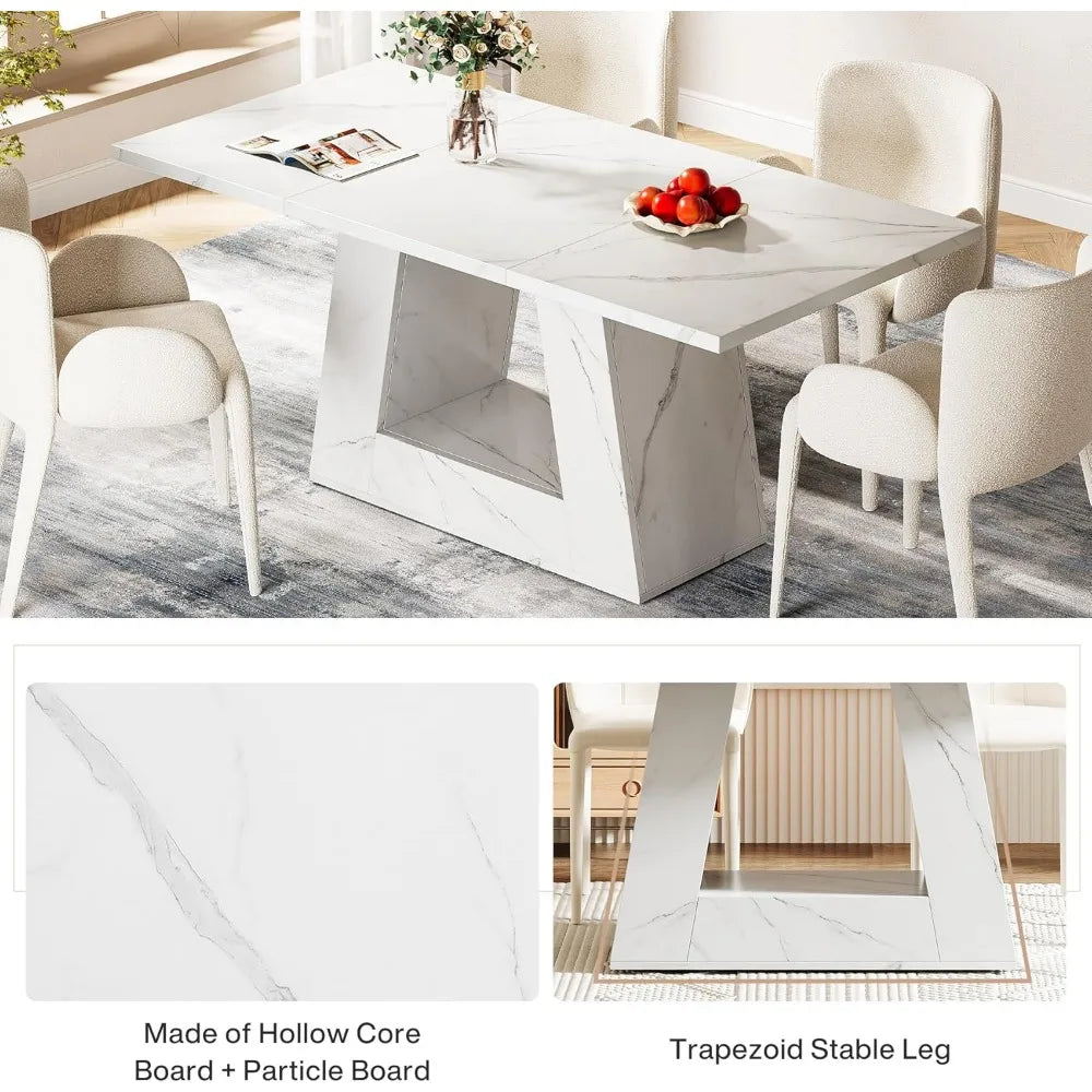 Modern Faux Marble Dining Table