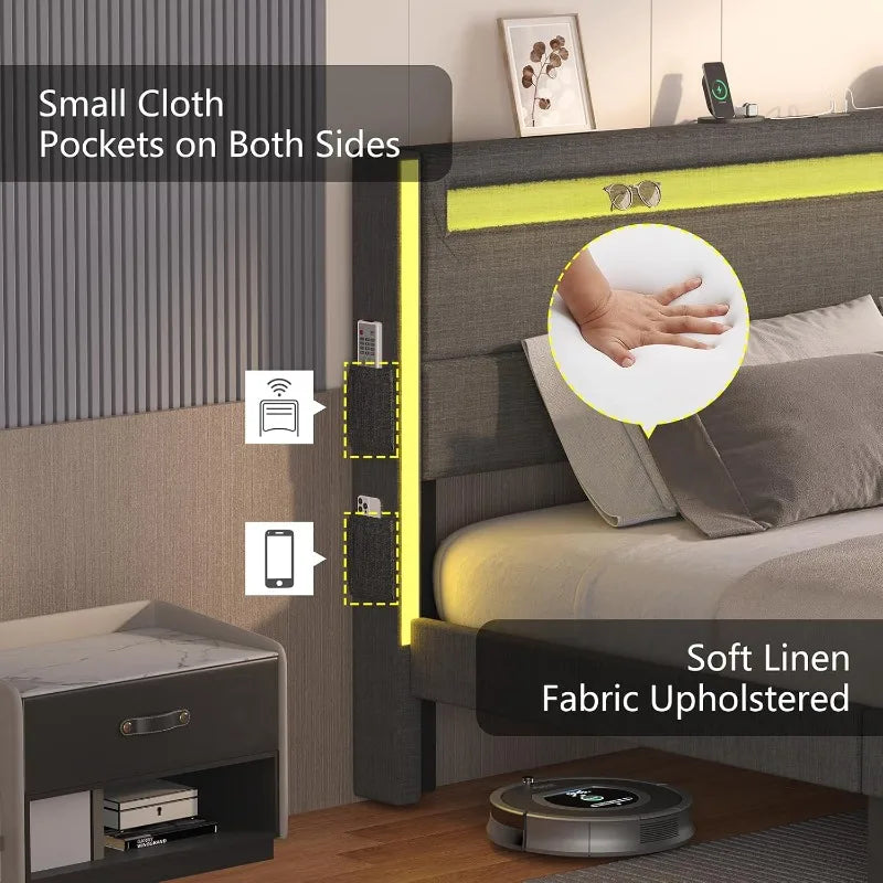 King Size Bed Frame with LEDs