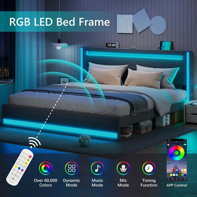 King Size Bed Frame with LEDs