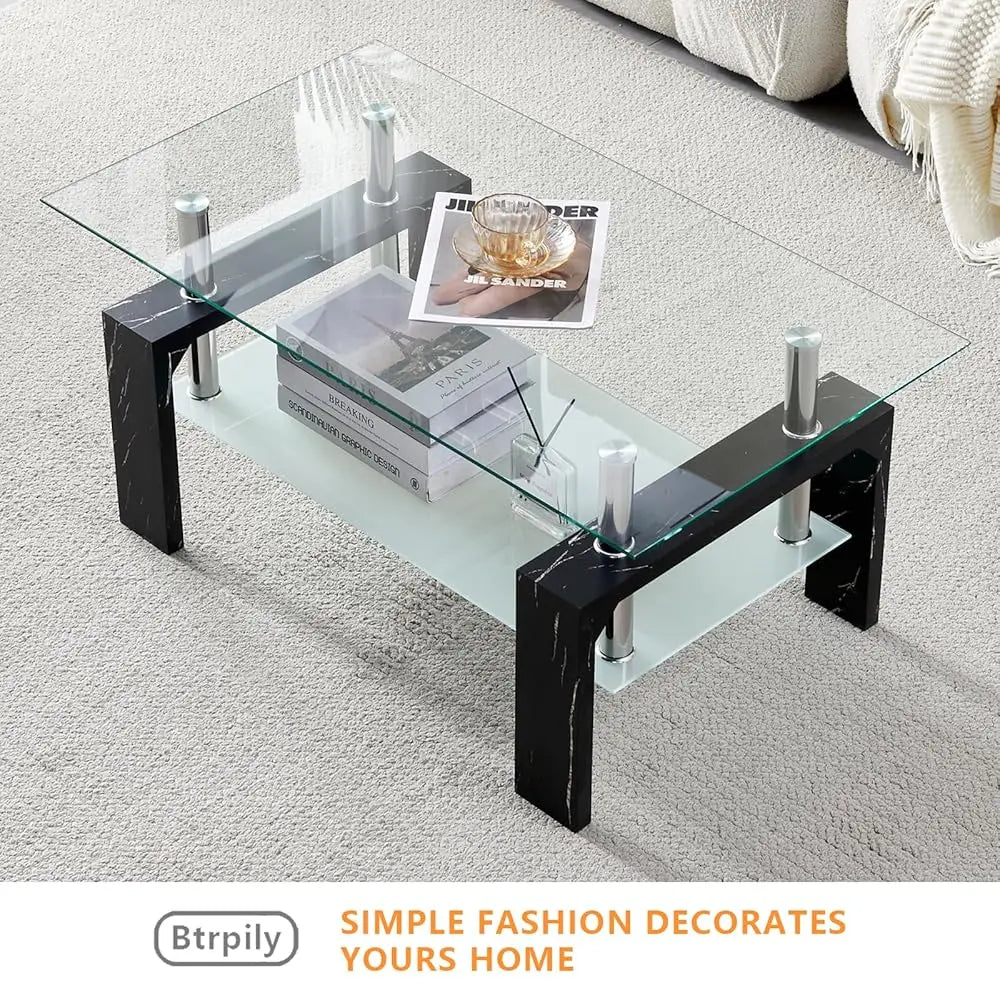 Modern Coffee Table with Wooden Legs