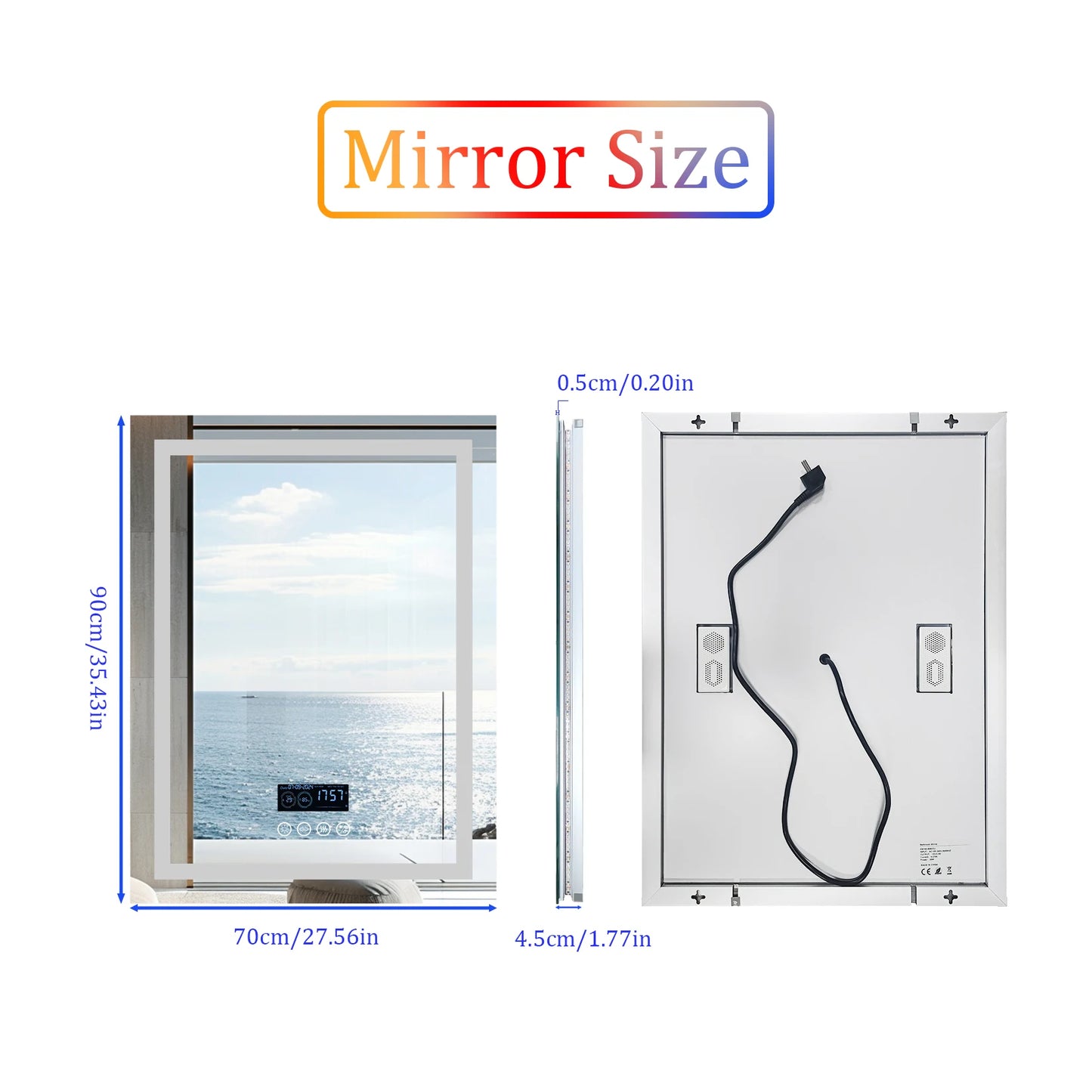 Large LED Backlight Bedroom/Bathroom Mirror