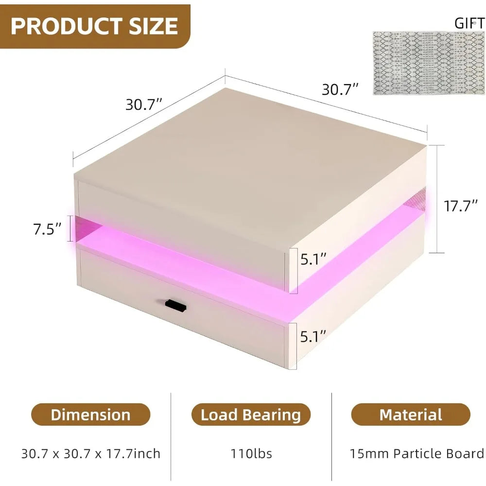 2-Tier LED Coffee Table