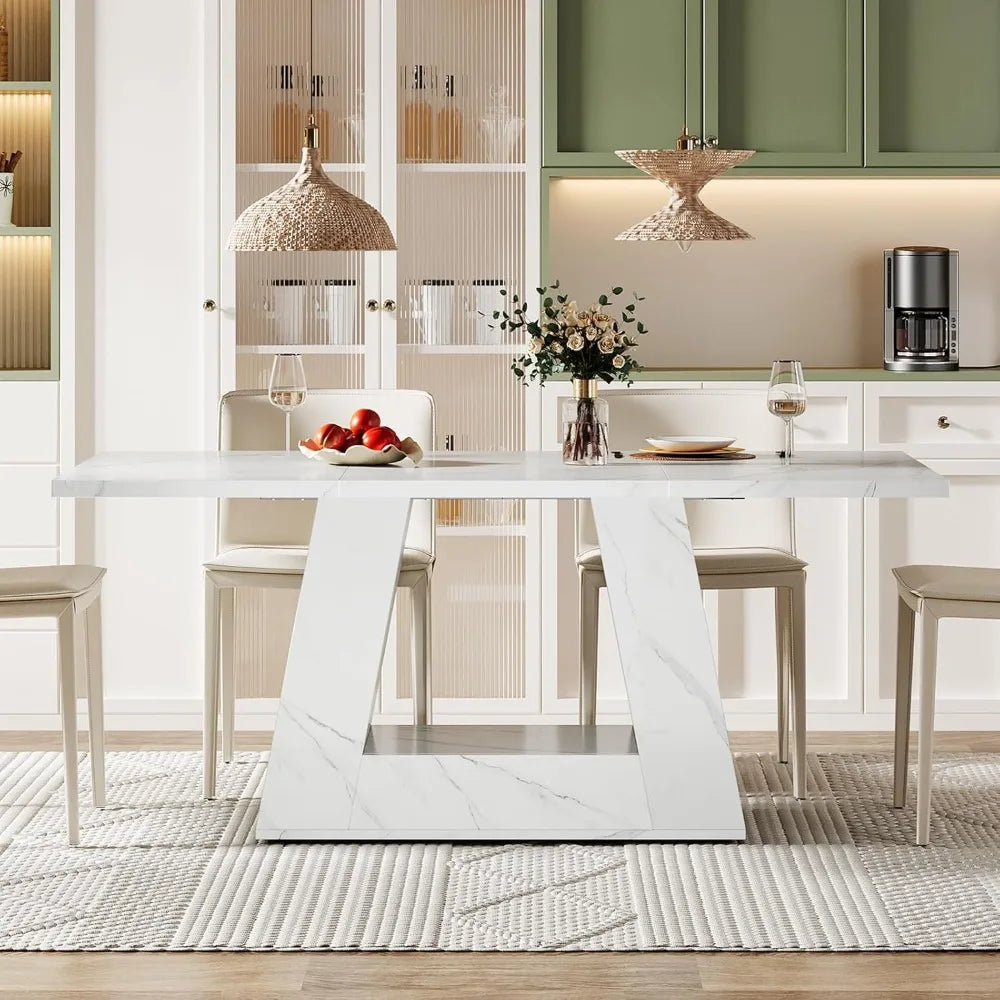 Modern Faux Marble Dining Table