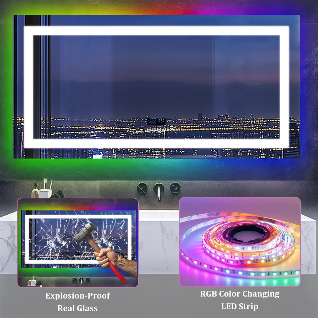 Large LED Backlight Bedroom/Bathroom Mirror