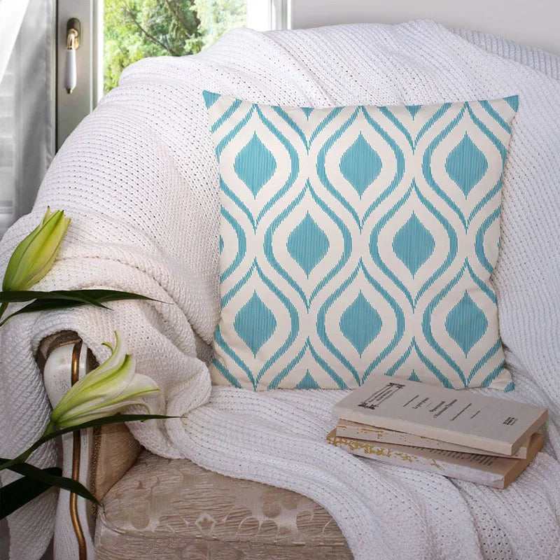 Designer Teal Green Pillow Sham with Chic Print Accent