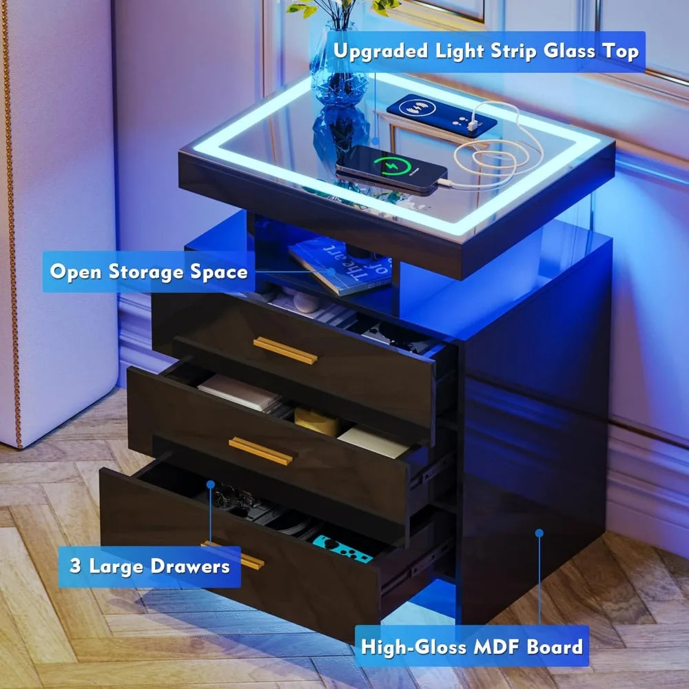 Set of 2 LED Nightstands