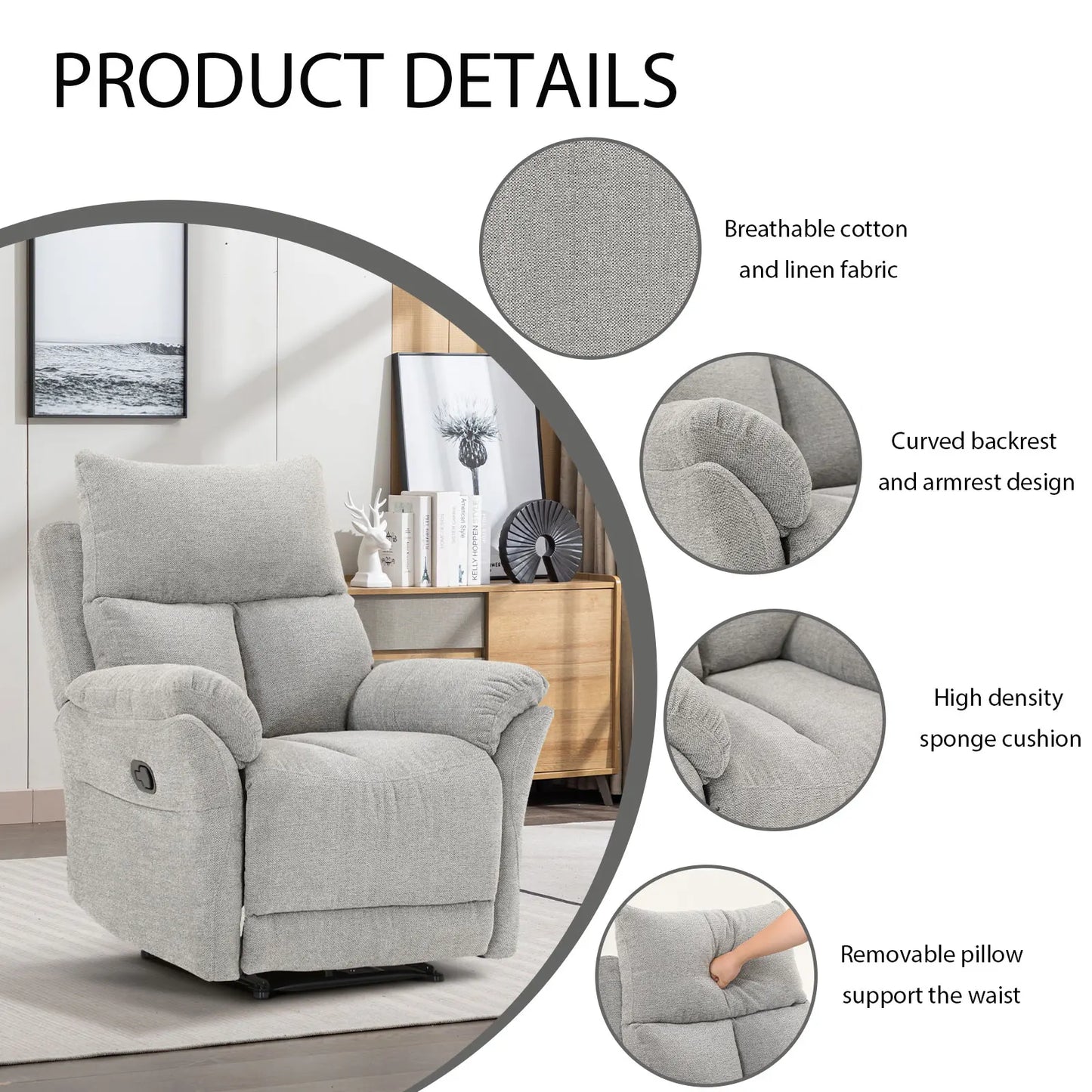 Breathable Overstuffed Recliner