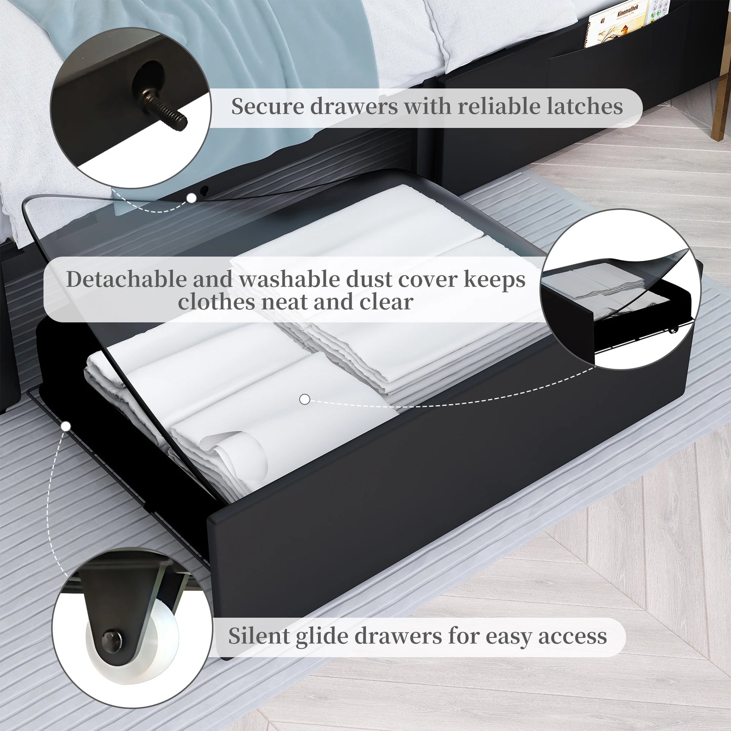 Queen LED Bed Frame with Button headboard