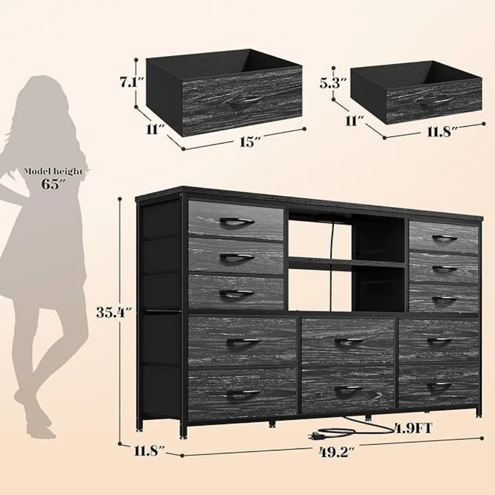 Dresser with LED Lights & Power Outlets