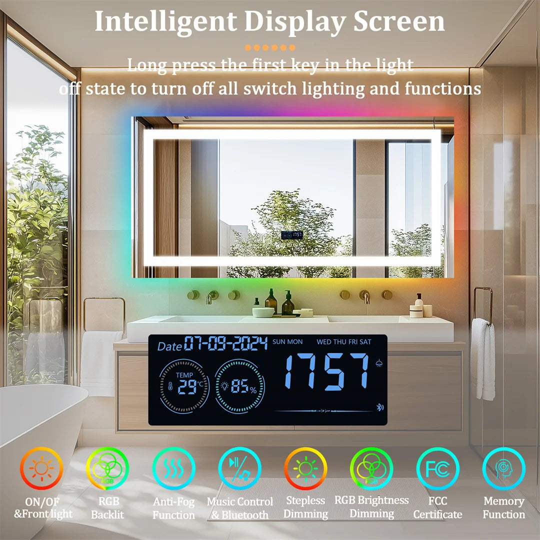Large LED Backlight Bedroom/Bathroom Mirror