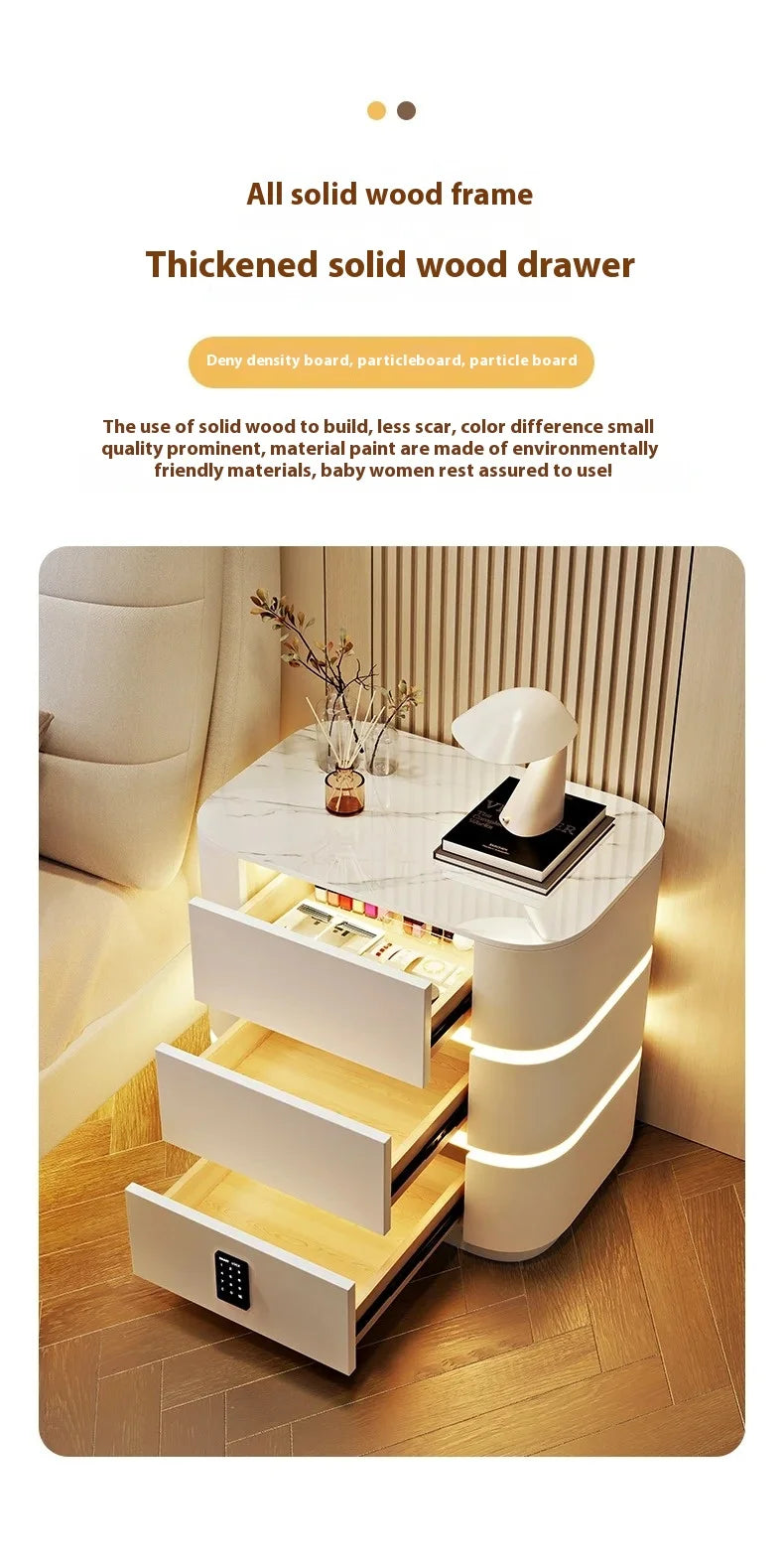 Bedside Table with Intelligent Sensor Light