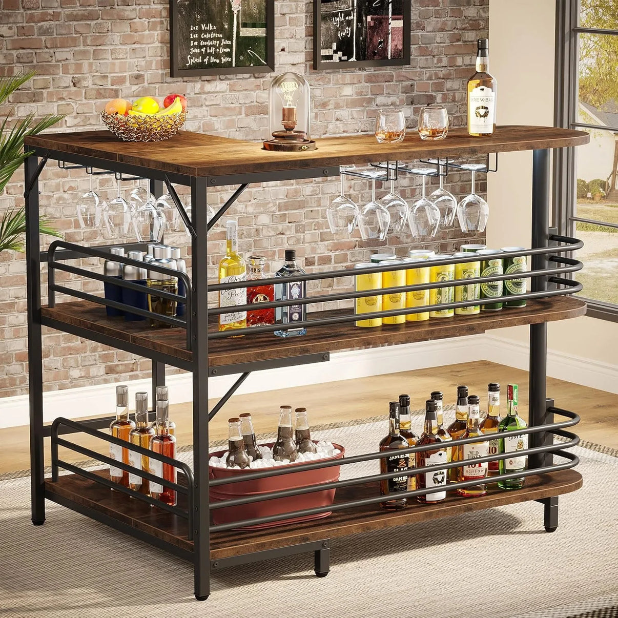 3 Tier Liquor Bar Table - Stylish and Functional Home Bar Solution - The Decor Authority