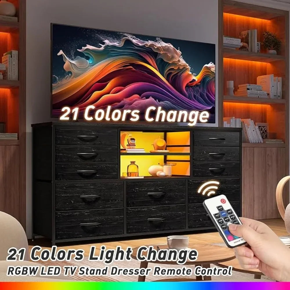 Dresser with LED Lights & Power Outlets