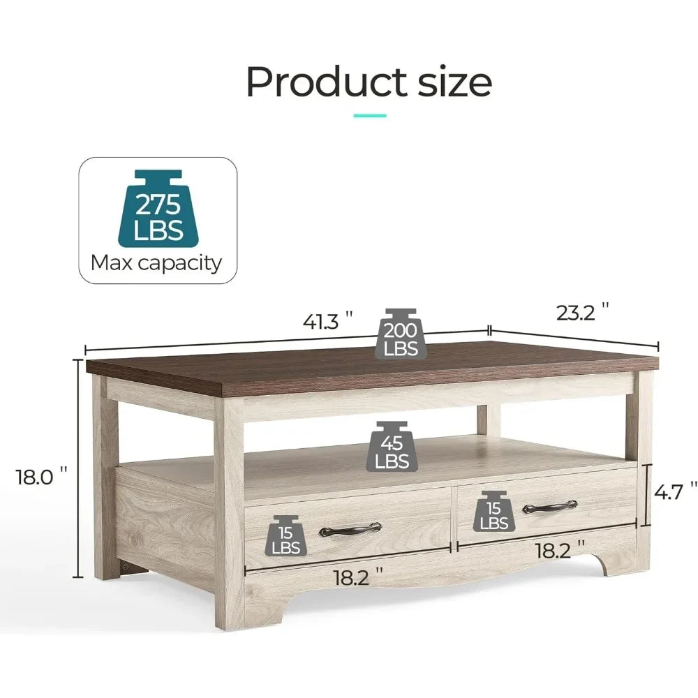 Farmhouse Coffee Table with Storage