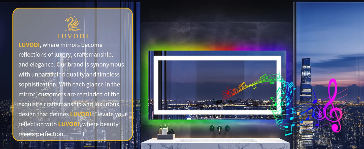 Large LED Backlight Bedroom/Bathroom Mirror