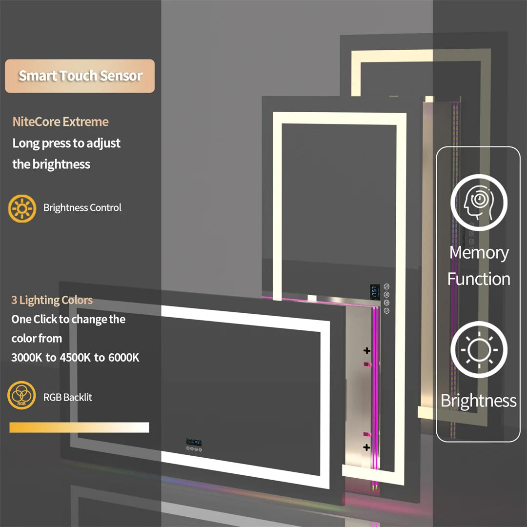 Large LED Backlight Bedroom/Bathroom Mirror