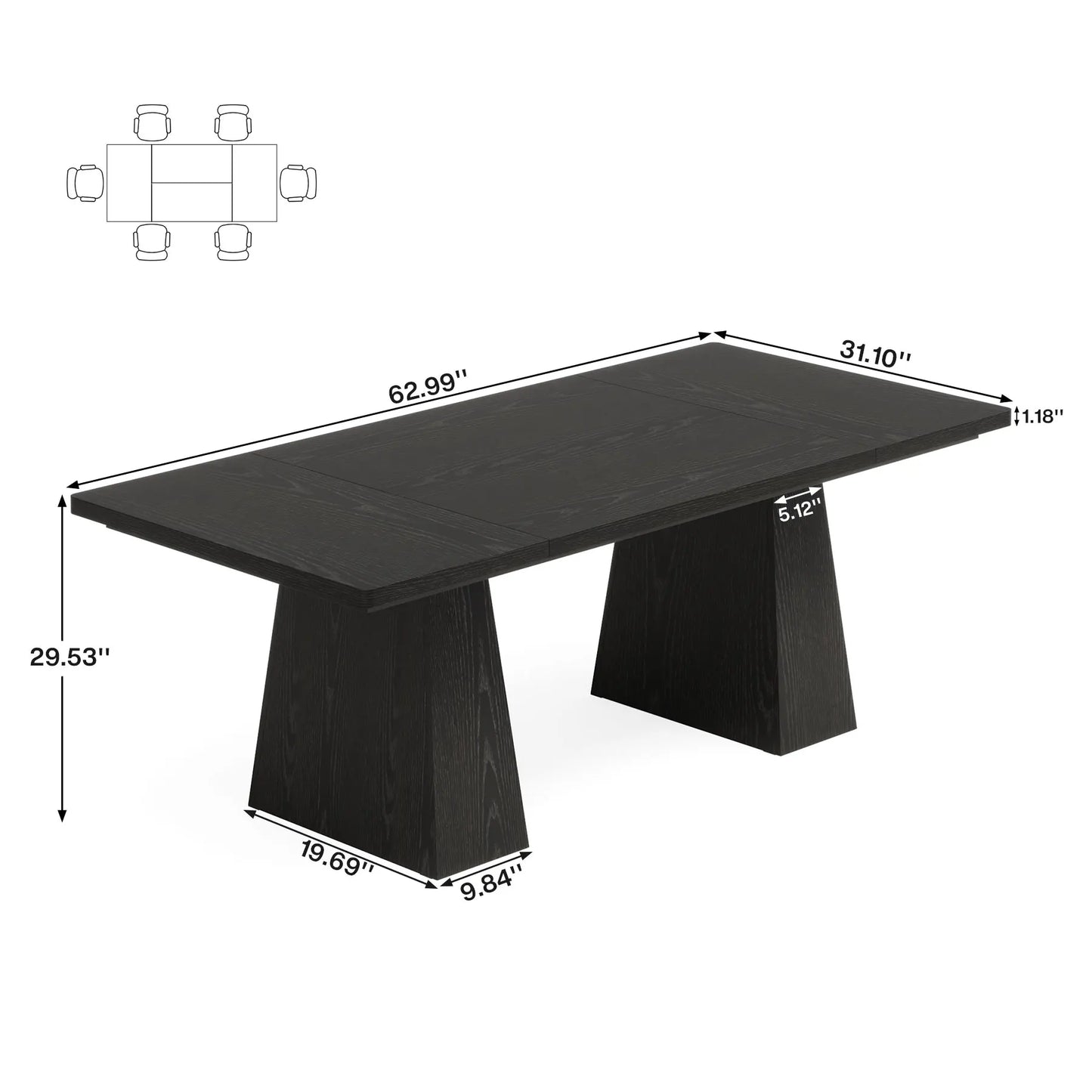 Modern Black Dining Table