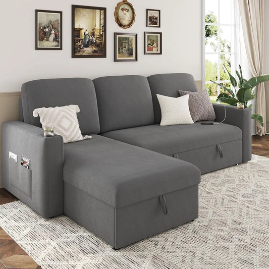 Convertible Sofa Bed with Storage Chaise