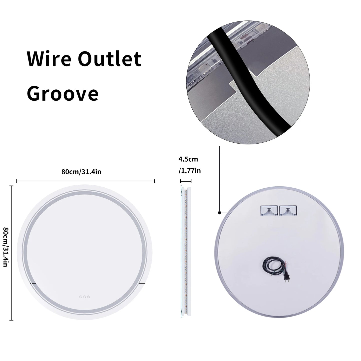 Large Round LED Bathroom Mirror