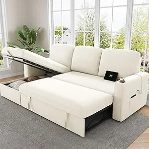 Convertible Sofa Bed with Storage Chaise - The Decor Authority